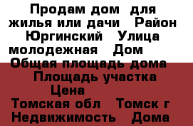 Продам дом  для жилья или дачи › Район ­ Юргинский › Улица ­ молодежная › Дом ­ 17 › Общая площадь дома ­ 60 › Площадь участка ­ 300 › Цена ­ 1 100 000 - Томская обл., Томск г. Недвижимость » Дома, коттеджи, дачи продажа   . Томская обл.